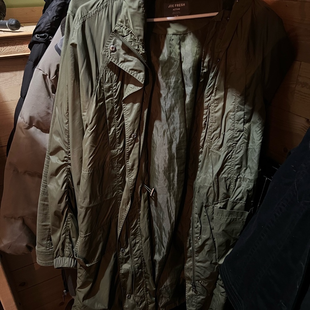 Joe Fresh womens Olive windbreaker long Jacket